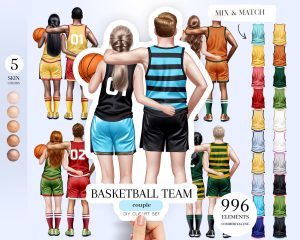 Basketball Couple Clipart