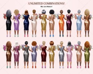 Grandmother Sparkle Dresses Clipart