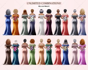 Grandmothers Silk Dresses Clipart