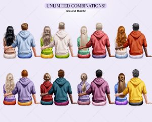 Couple in Hoodies Clipart