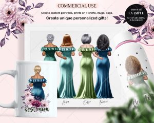 Grandmothers Silk Dresses Clipart