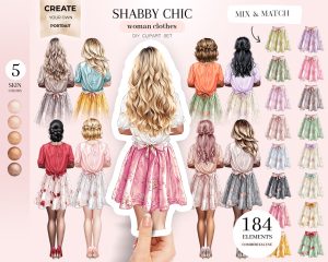 Shabby Chic Woman Clipart