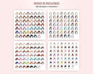 Chibi Woman Hairstyles Clipart