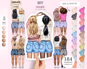 BFF Teen Girls Clipart