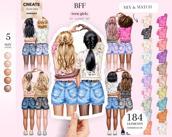 BFF Teen Girls Clipart