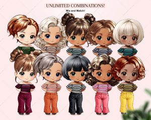 Chibi Striped Tops Clipart