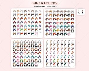 Chibi Woman Hairstyles Clipart