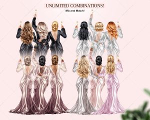 Bridesmaids Long Dresses Clipart