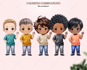 Chibi Casual Boys Clipart