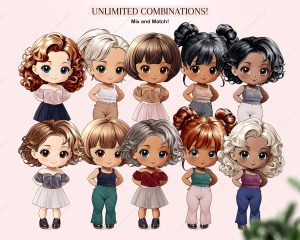 Chibi Girls Clipart