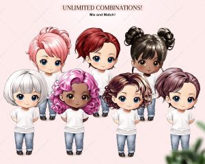 Chibi Girls Hair Clipart