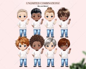 Chibi Boys Hairstyles Clipart