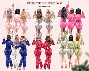 Bridesmaids Silk Gowns Clipart