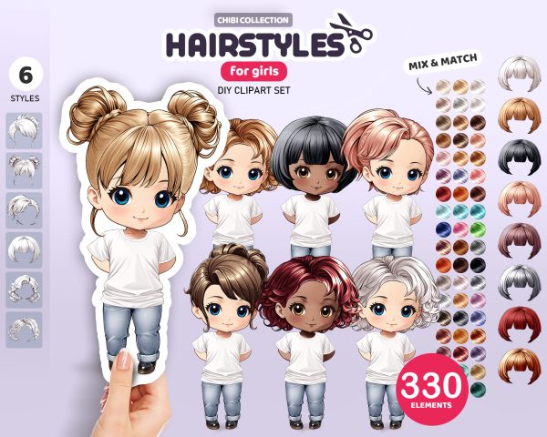 Chibi Girls Hair Clipart