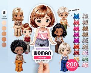 Woman in Silk Tops Clipart