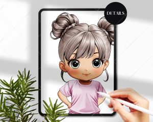 Casual Little Girls Clipart