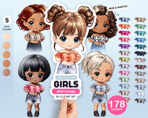 Chibi Summer Girls Clipart