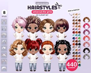 Chibi Female Hairstyles Clipart