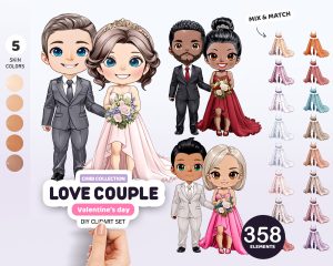 Chibi Love Couple Clipart