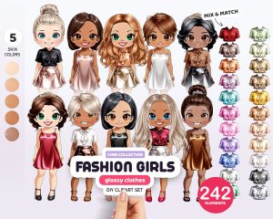 Chibi Fashion Girls Clipart