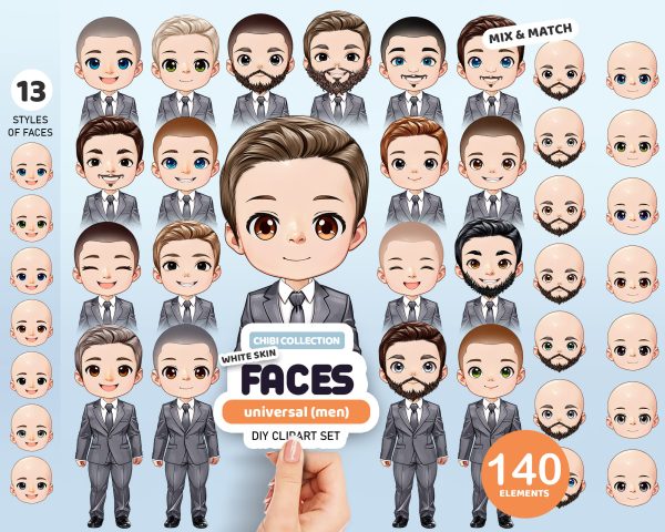 White Male Faces Clipart