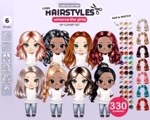 Long Chibi Hair Clipart