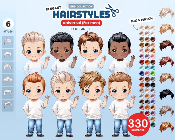 Elegant Male Chibi Hair Clipart