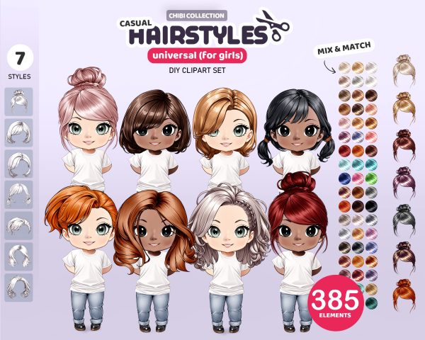 Casual Chibi Hair Clipart