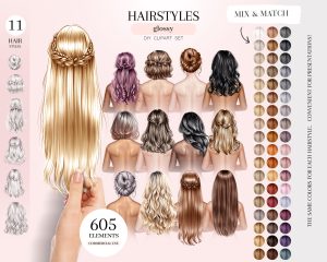 Glossy Hairstyles Clipart