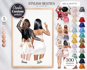 Stylish Besties Clipart