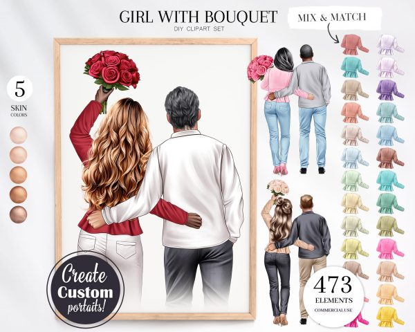 Girl With Bouquet Clipart