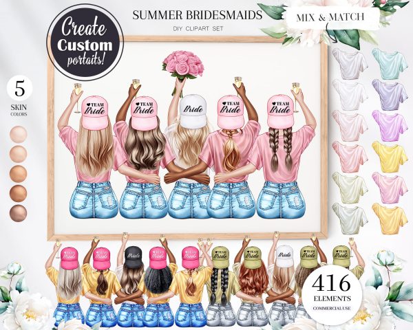 Summer Bridesmaids Clipart