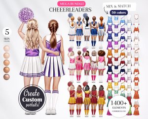 Cheerleaders Clipart Bundle