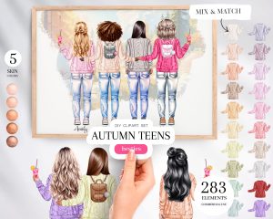 Autumn Teens Clipart