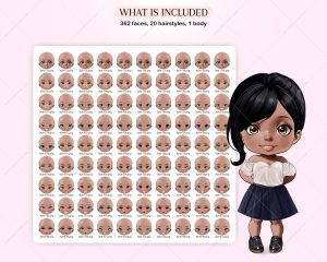 Dark Female Faces Clipart