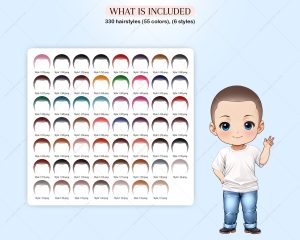 Elegant Hairstyles for Chibi Boys Clipart