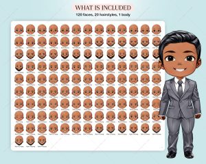 Brown Male Faces Clipart