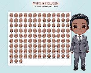 Dark Male Faces Clipart