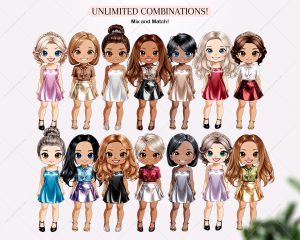 Chibi Fashion Girls Clipart