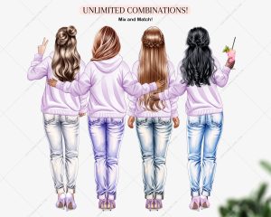 Besties in Hoodies Clipart - Image 5