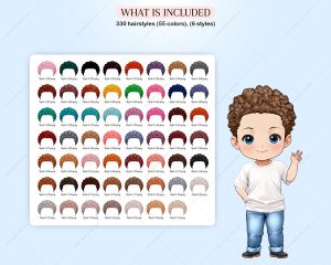 Elegant Hairstyles for Chibi Boys Clipart