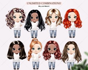 Long Chibi Hair Clipart