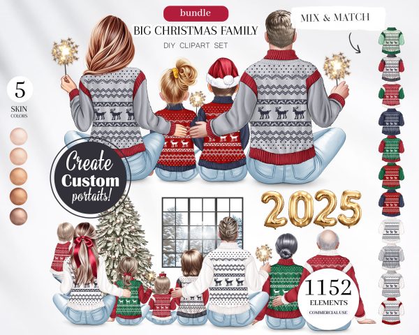 Big Christmas Family Clipart 2025