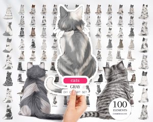 Gray Cats Clipart