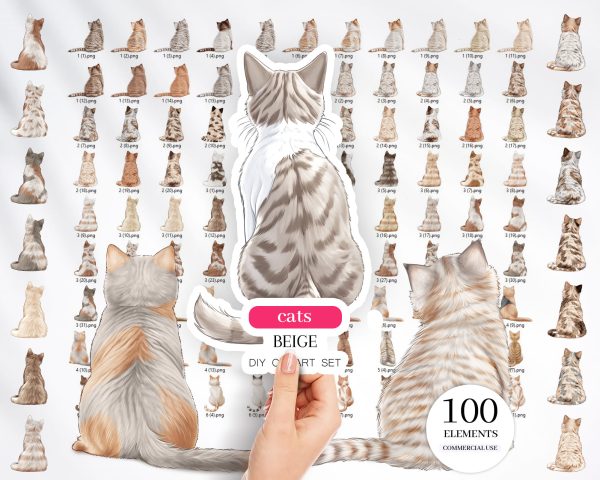 Beige Cats Clipart