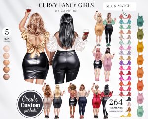 Curvy Stylish Besties Clipart