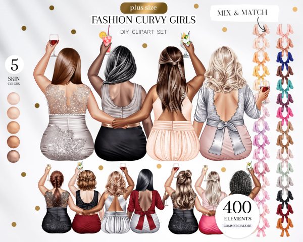 Fashion Curvy Girls Clipart