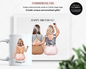 Curvy Party Girls Clipart