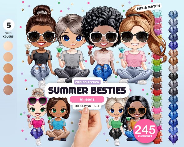 Chibi Summer Besties Clipart