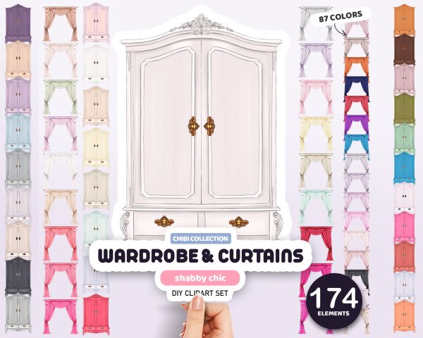 Wardrobe and Curtains Clipart